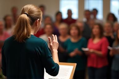 Person conducting a choir during practice