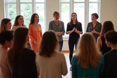 Group participating in a vocal workshop together